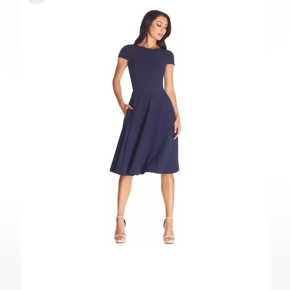 Dress the Population Women's Livia Fit & Flare Dress Large, Midnight Blue